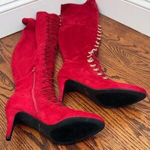 Women's Journee Trill Thigh High Boot. Red. Sz 9